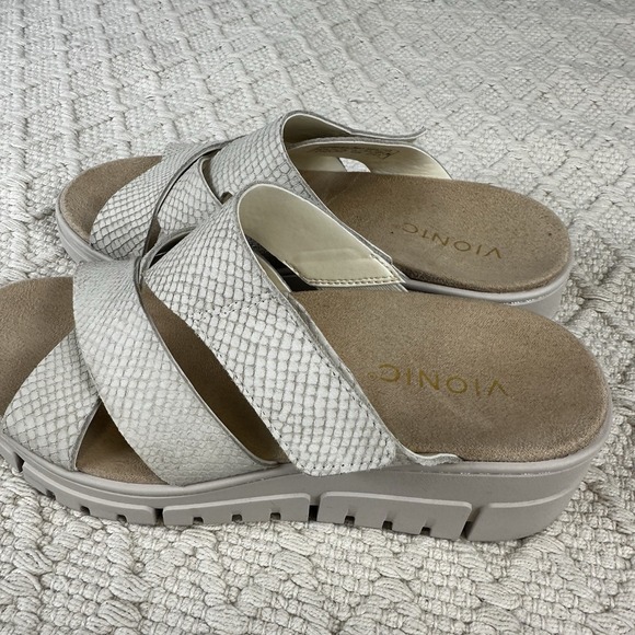 Vionic Uptown Sunset Sandals Women's 7 Wide Snake Print Criss Cross Slide - Picture 3 of 6